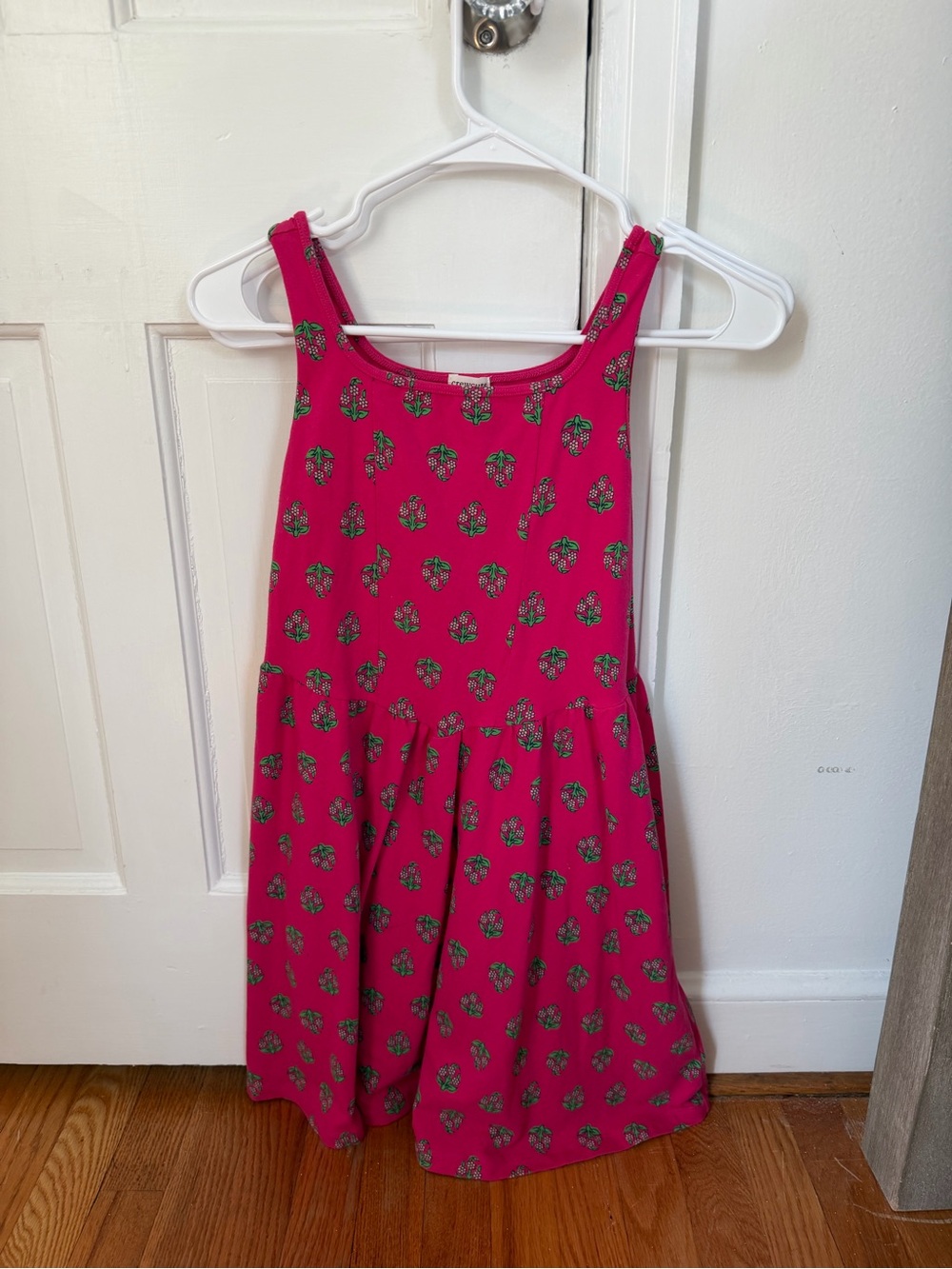 New Crewcuts Jcrew Pink Floral Cotton Tank Dress with Green Accents Size 12
